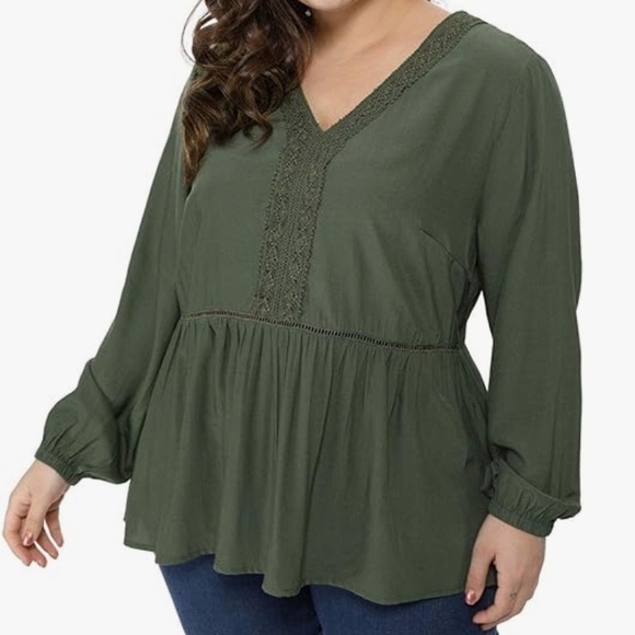 Agnes Orinda Olive Boho peasant blouse - Picture 1 of 12